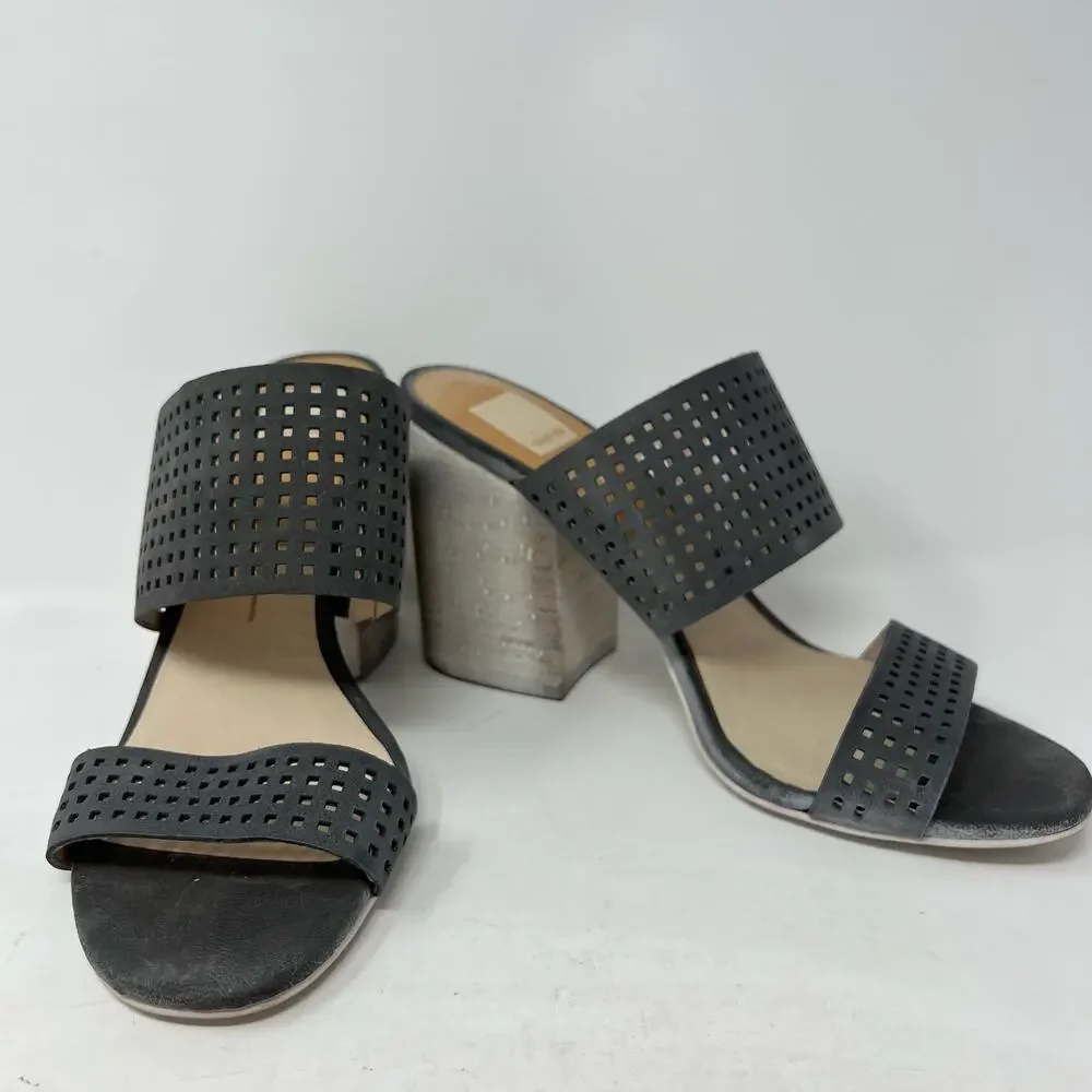 Dolce Vita Esme Double Strap Whitewash Distressed Block Heel Womens Sandal 8.5
